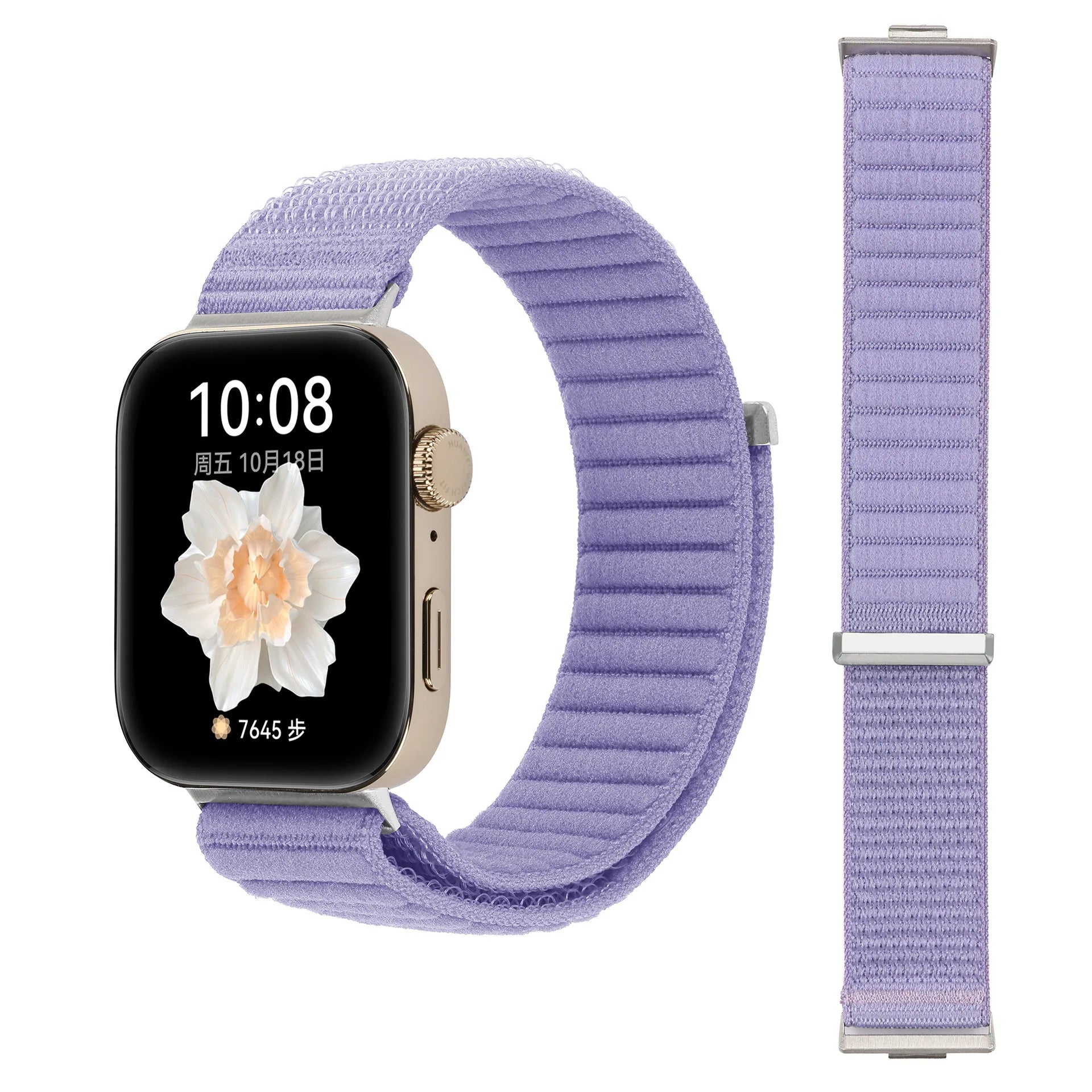 A Adjustable Breathable Nylon Woven Watchband with Stylish Metal Buckle for Huawei Watch Series - Replacement Wrist Band Qme lilac