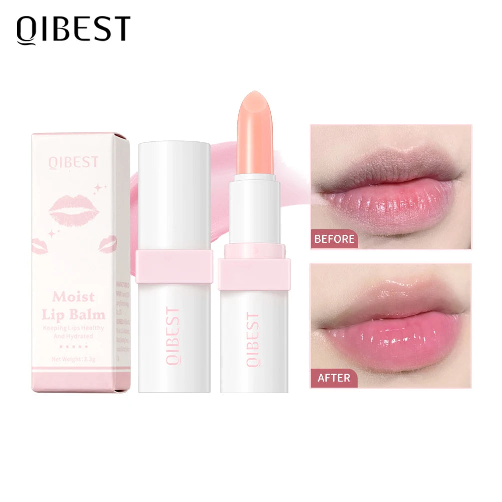 QIBEST Jelly Lipstick Moisturizing Lasting Natural Temperature Change Color Lip Balm Nouritious Makeup Lip Satin Tint Cosmetics Qme