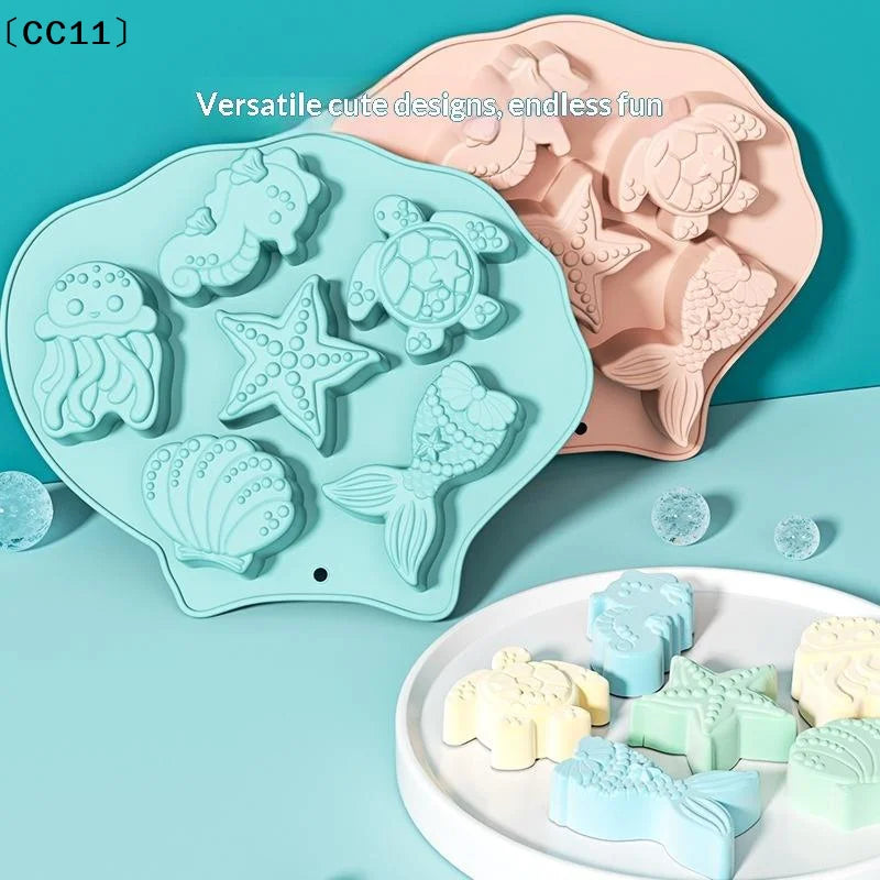 Ocean Fondant Silicone Mold Shells Mermaid Tail Seahorse Starfish Qme