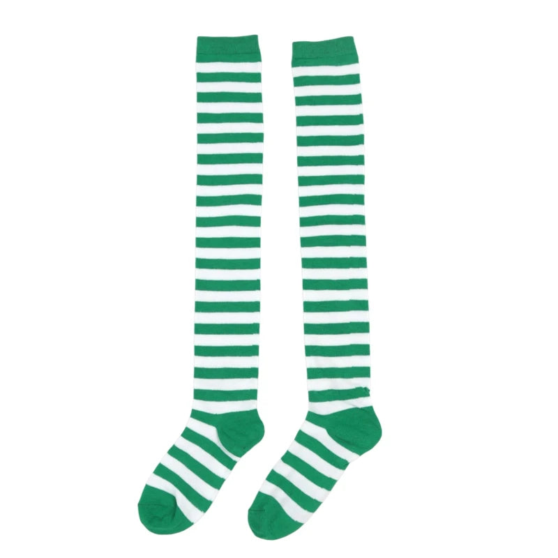 Women Striped Stockings Over Knee Length JK Long Socks Ladies Girls Qme A10 One Size