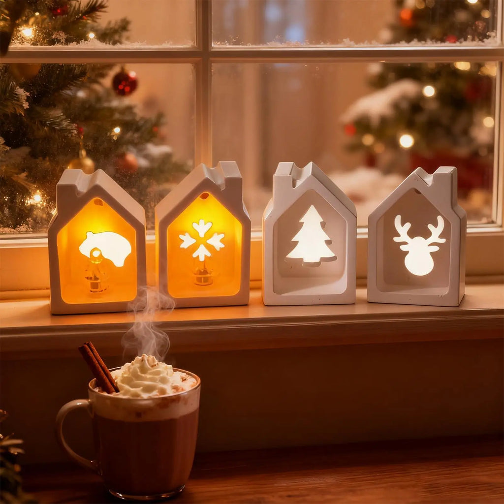 House Silicone Mold Resin 4-Cavity Christmas Mould Epoxy Plaster Qme