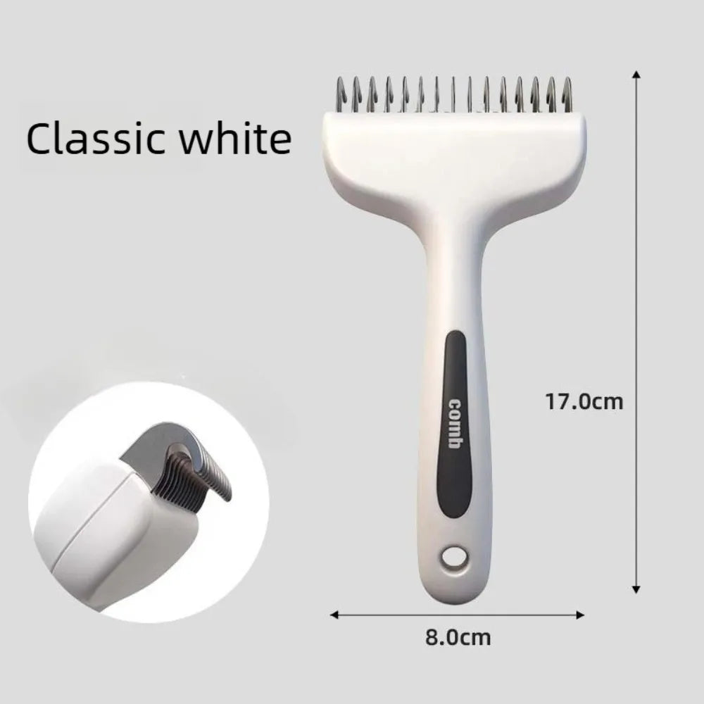 Professional 2in1 Undercoat Rake Brush Shedding Control Long Haired Qme WHITE