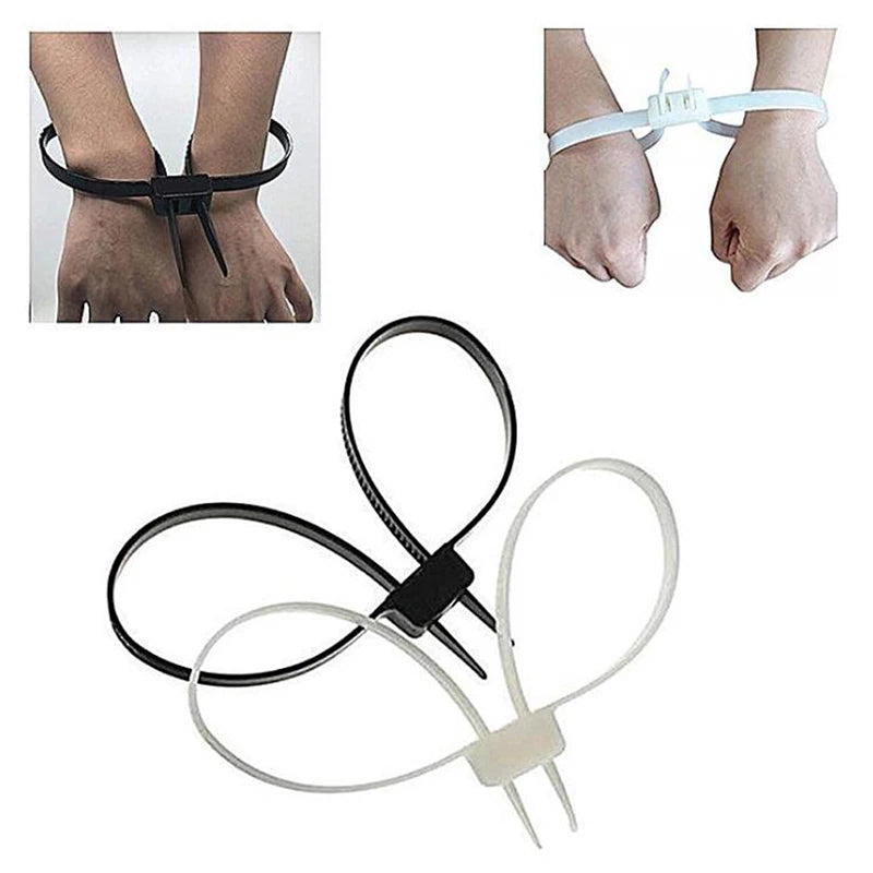 Plastic Police Handcuffs Double Flex Cuff Zip Tie Nylon Cable Ties Qme