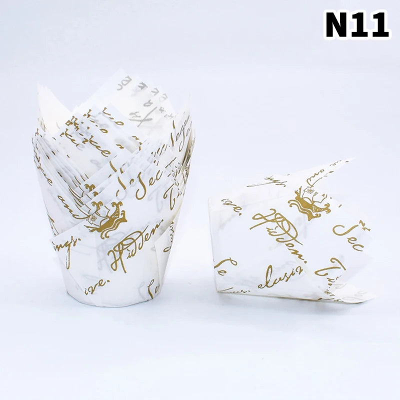 CC1150pcs Sets Tulip Muffin Cupcake Paper Cups Oilproof Cupcakes Qme N11