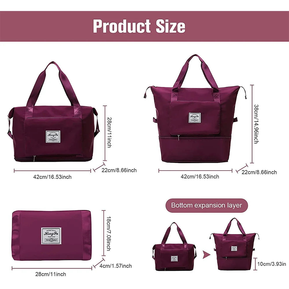 Large Capacity Folding Travel Bags Waterproof Luggage Tote Handbag Travel Duffle Bags Women Gym Yoga Storage Bags Qme
