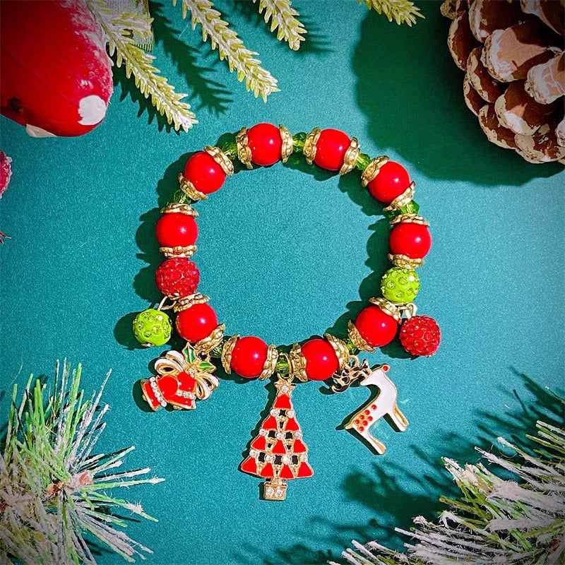 24 Day Advent Calendar Christmas Surprise Snowflake Elk Bell Creative Handmade DIY Children's Bracelet Jewelry Gifts Qme 6 18-30cm