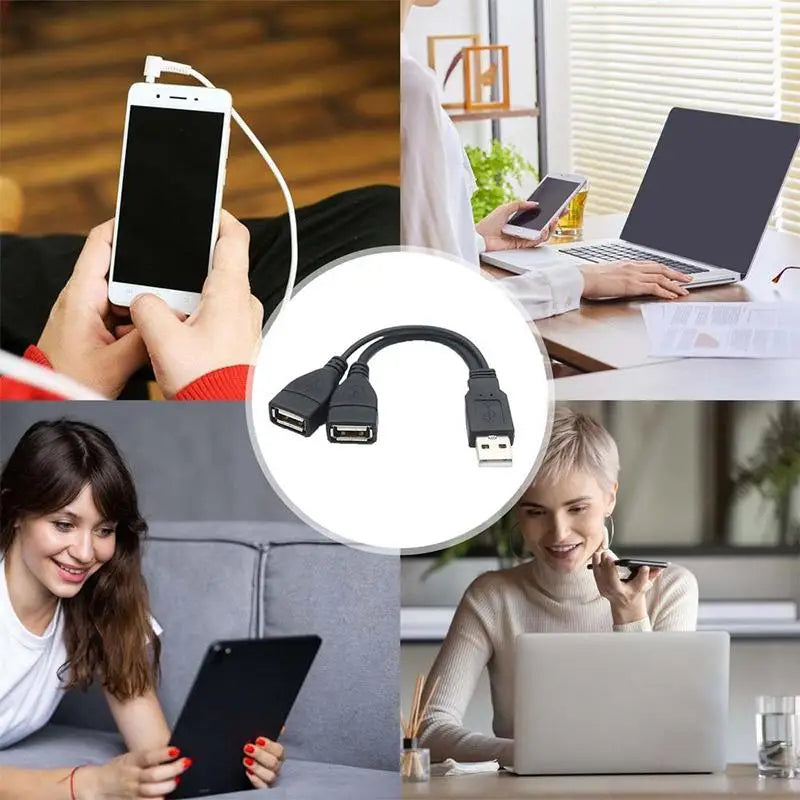 Dual USB Charging Cable 1 2 Offline Fast Data Sync Durable Portable Qme