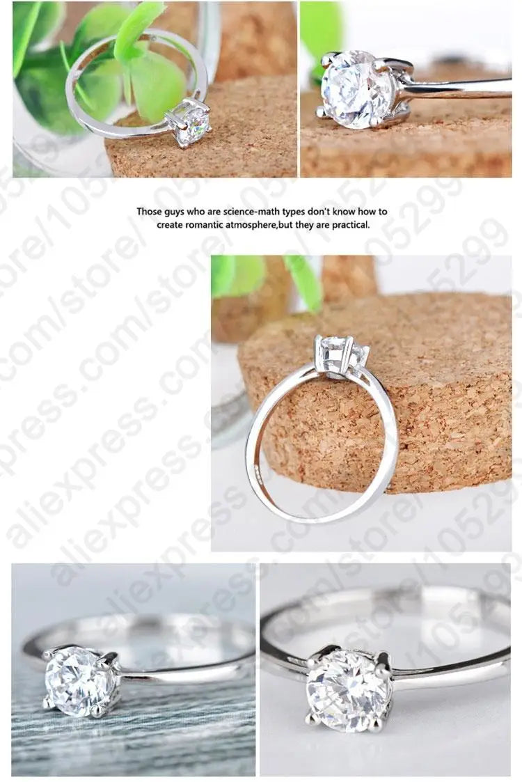 Big Sale Simple Design 925 Silver Color Women Rings Classic Wedding Engagement Accessories with Clear Cubic Zircon Stone Qme