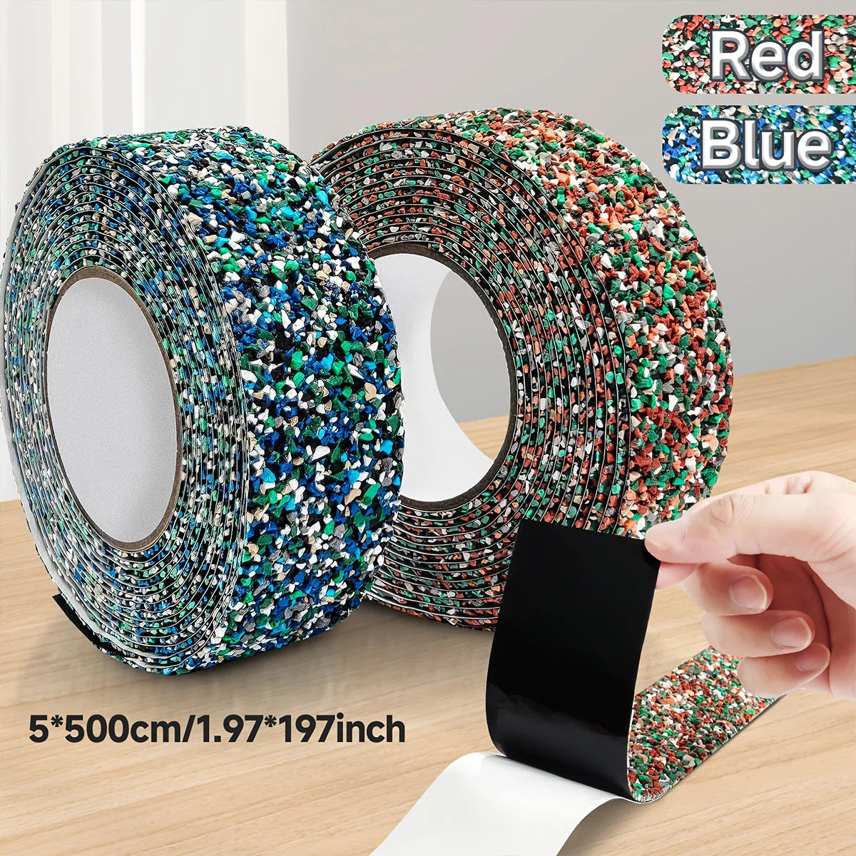 High Adhesion Anti-Slip Tape Red/Blue for Swimming Pool Boat Staircase Bathroom - Safe Traction with Temperature Resistance Qme