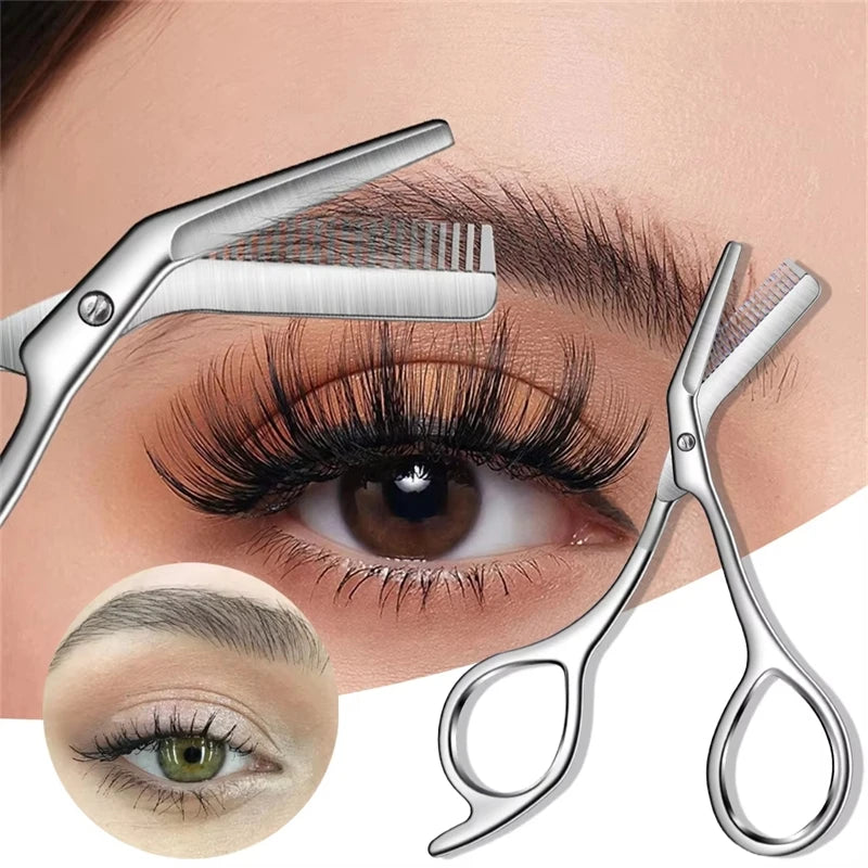 1Pc Stainless Steel Eyebrow Trimmer Scissors Precision Grooming Tool for Men & Women Effortless Knife Hair Removal Shaver Tool Qme