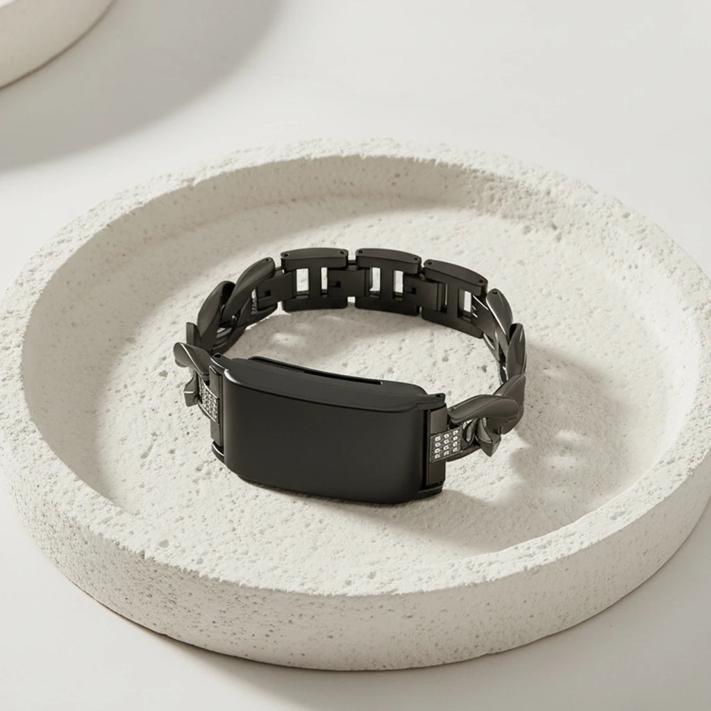Women Metal Strap for Whoop 4.0 Lady Steel Bracelet Wristband Diamond-Studded Denim Chain for Whoop 4.0 Qme