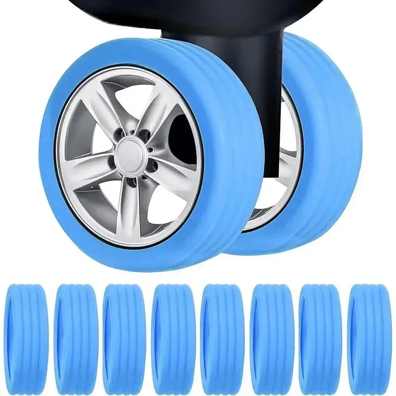 Silicone Wheels Protector Luggage Reduce Noise Trolley Case Silent Caster Sleeve Travel Luggage Suitcase Accessories New Qme blue 16PCS