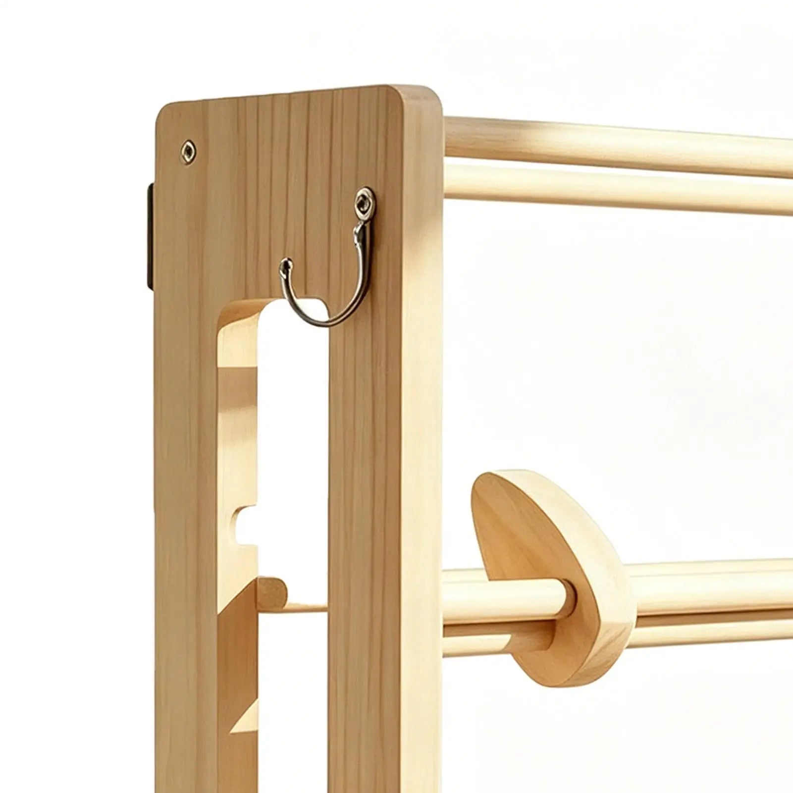 Ribbon Storage Rack Wooden 4 Tier With Hooks And Retainer Ribbon Spool Holder Organizer For Netted Spools Paper Tape Crafting Qme
