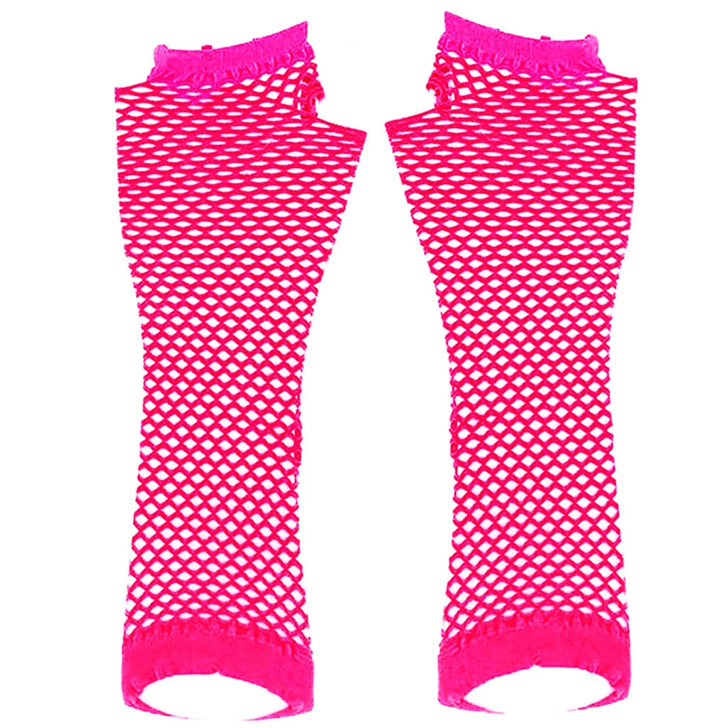 Colorful Fishnet Fingerless Long Gloves Party Wear Fancy Costume Accessories Sexy Girls Punk Goth Dance Performance Glovers Qme