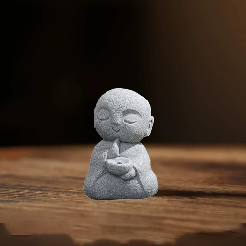 Sandstone Buddha Incense Stick Holder Japanese Jizo Monk Sticks Zen Qme