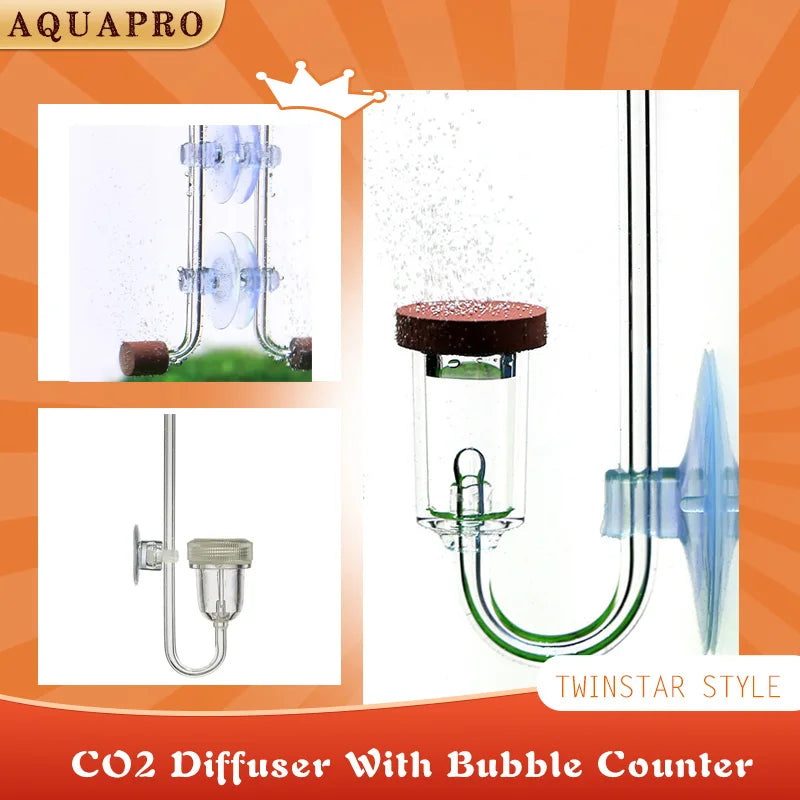 CO2 Diffuser For Aquarium Bubble Generator Twinstar Style Atomizer Acrylic Fishing Equipment Tank Plant Accessory System Mini Qme