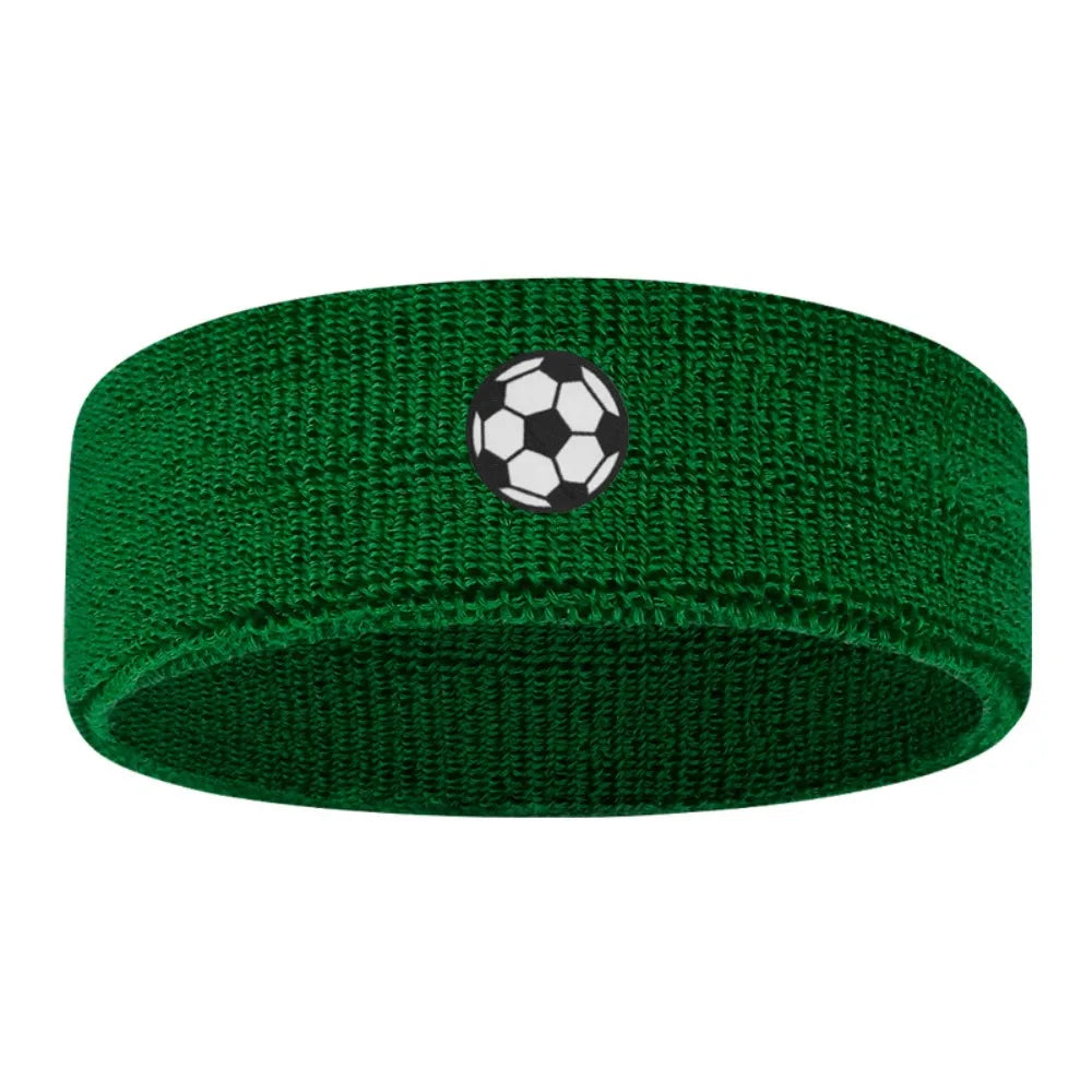 Sweat Absorbing Cartoon Sports Headband Polyester Wicking Hairband Qme Soccer Green