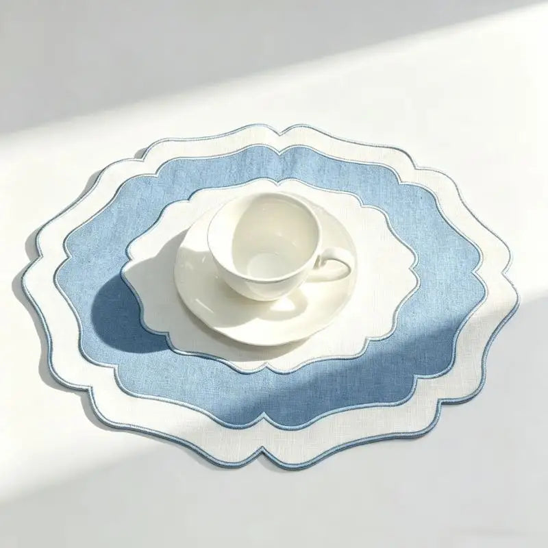 Textured Scalloped Linen Placemat Machine Washable Wrinkle Free Dining Table Mat For Home Farmhouse Use Qme A5 1