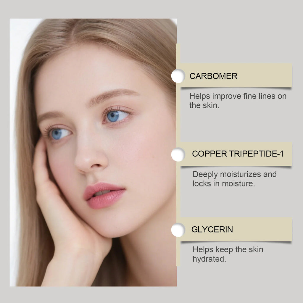 Copper Peptide Serum Lifting Firming Skin Anti Wrinkle Nourishing Smooth Improve Texture Hydration Hyaluronic Acid Face Serum Qme