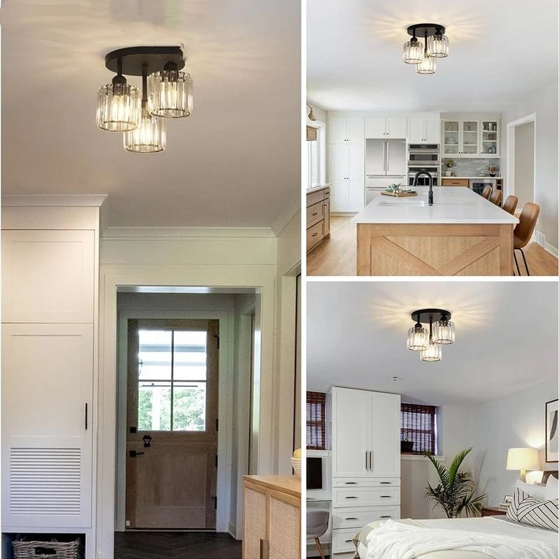 Crystal Ceiling Lamp Modern Lamp Black Kitchen With Transparent Lampshade Corridor Dining Room Entrance Bedroom Lamp Qme