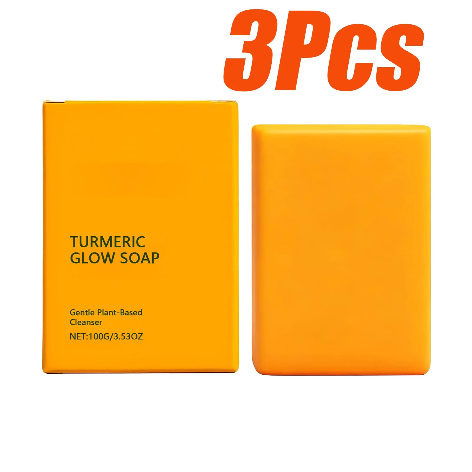 Turmeric Glow Soap Dark Spot Acne Removal Brightening Face Body Soap Even Skin Tone Moisturizing Deep Cleansing Nourishing Bar Qme 3 x 100g Boxed