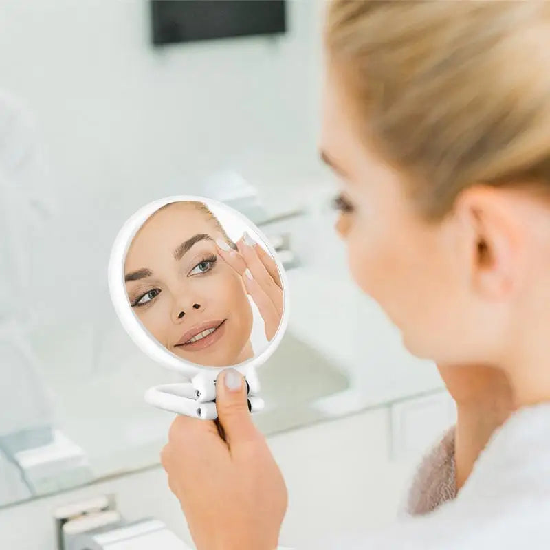 30X Magnifying Makeup Mirror Foldable Round Double Side Tabletop Qme