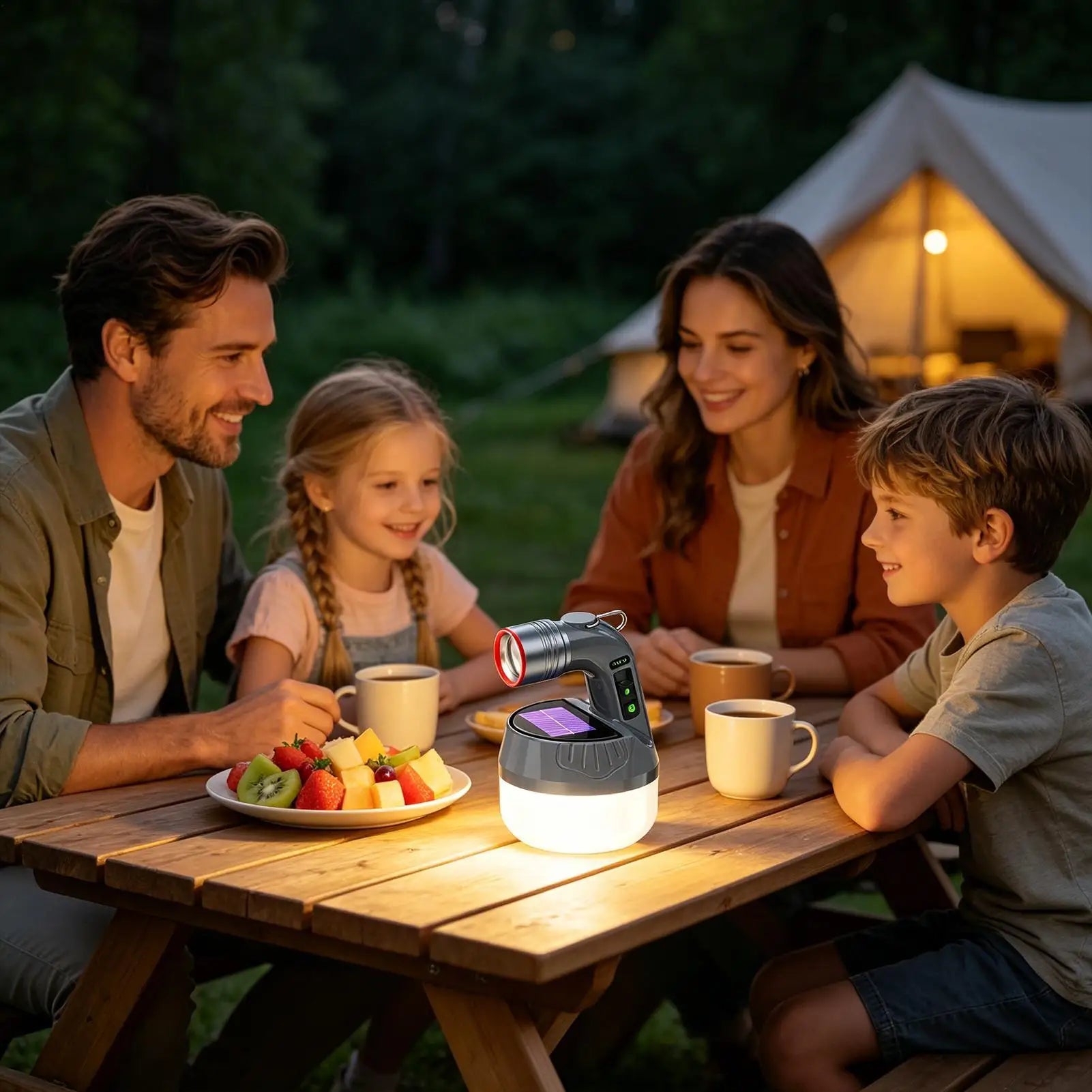 Solar Light Camping Portable Table Lamp USB Rechargeable Powered Qme