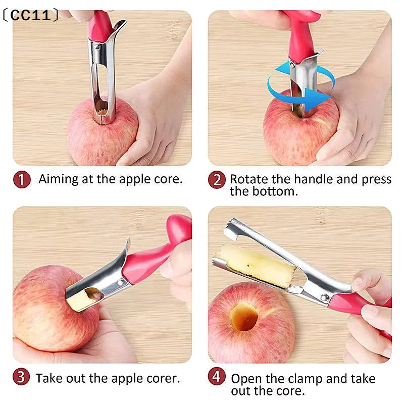 Stainless Steel Fruit Corer Serrated Edge Nonslip Handle Home Kitchen Qme