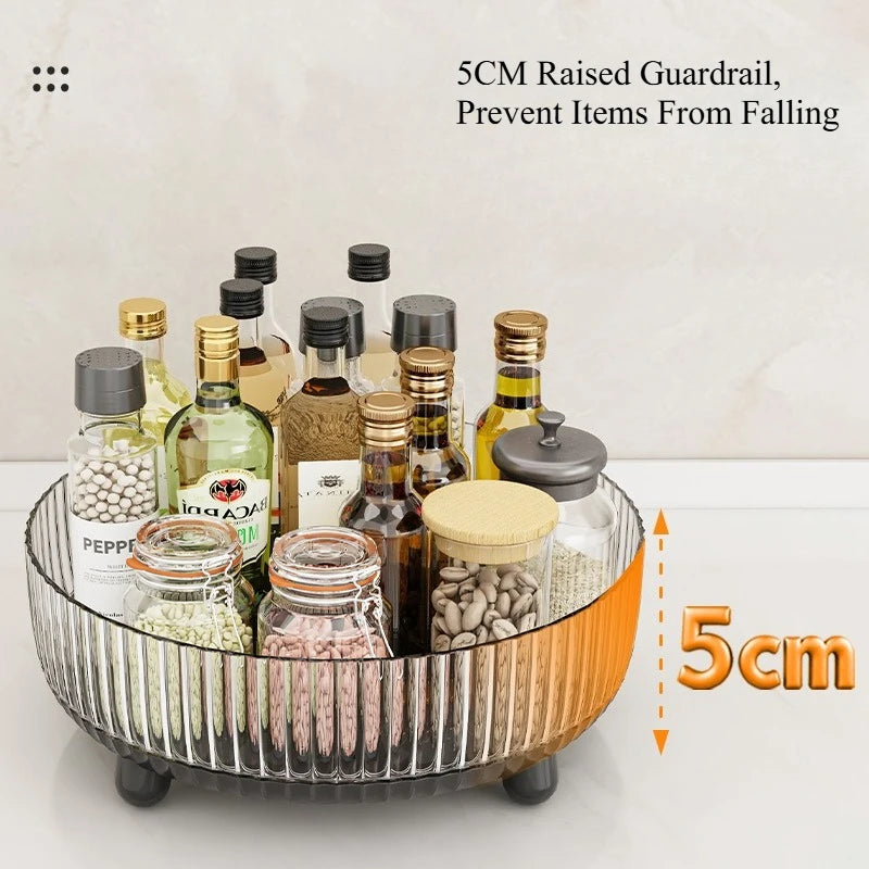 Luxury Plastic Rotating Organizer Cosmetic Storage Box Fruit Tray Qme One-Piece BottomBlk