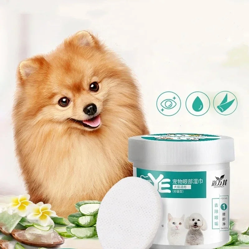 Pet Eye Wipes Dog Cat Cleaning Grooming Tear Stain Remover Gentle Qme