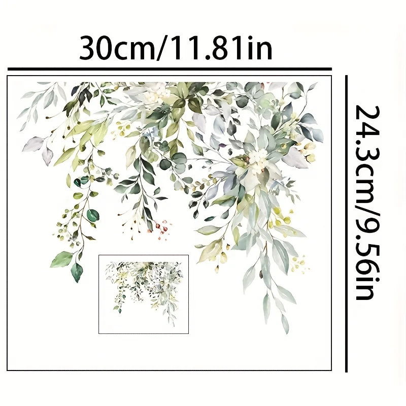 1 Fresh Plant Flower Leaf Wall Sticker Toilet Bathroom Decoration Qme