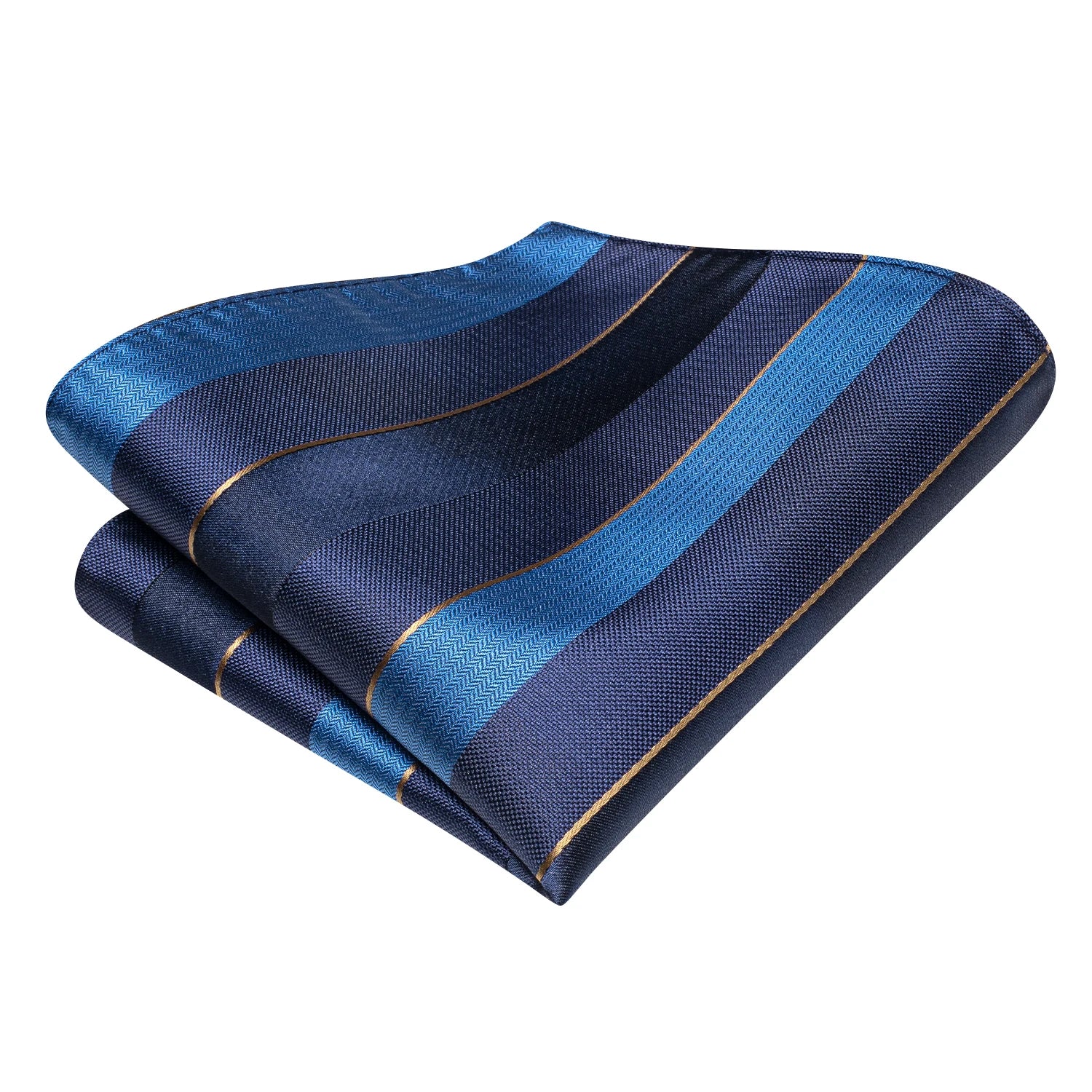 Hi-Tie Men's Bow Tie Handkerchief Cufflinks Set Blue Plaid Stripe Pattern Hand Tied Wedding Business Qme