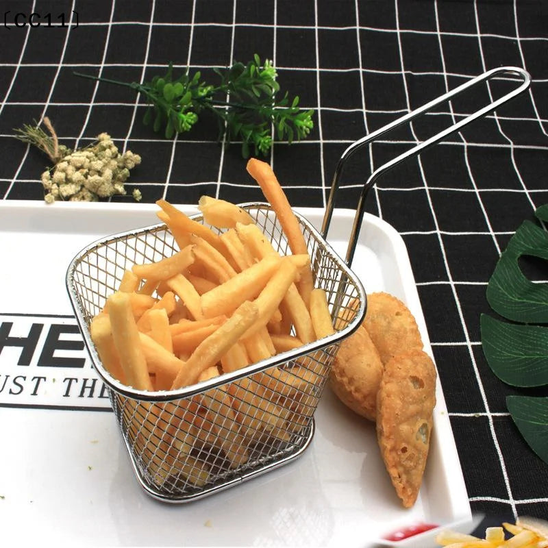 Fries Basket Portable Stainless Steel Chips Mini Frying Strainer Qme