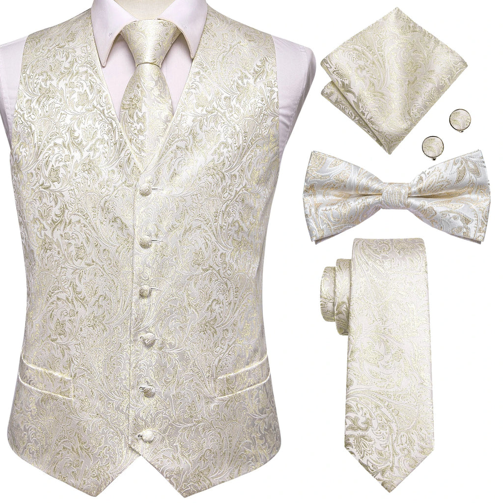 Hi-tie Mens Vests Red Blue Green Gold Waistcoat Tie Bowtie Hanky Qme 0042-0571 XXXL