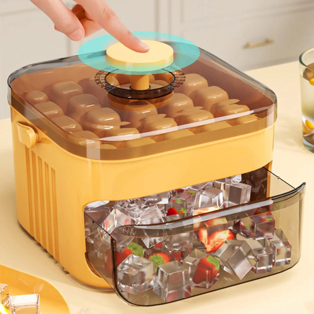 50 Grids Press Type Ice Cube Mold Double-layer Ice Cube Tray with Lid Reusable Ice Box Ice Making Tools Ice Storage Ice Machine Qme
