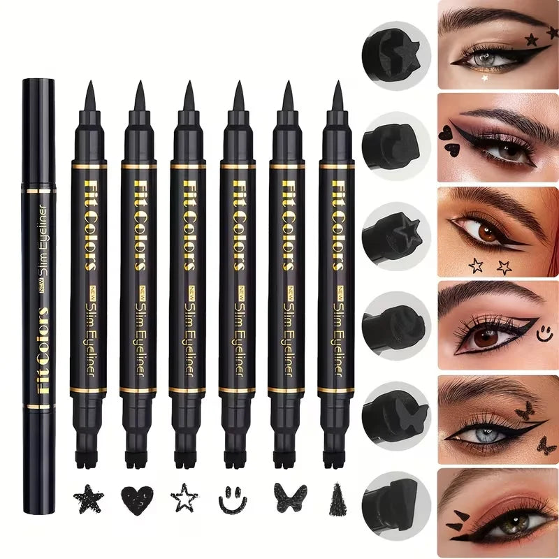 Star Stamp Eyeliner Pen Double Head Waterproof Long Lasting Smudge Qme