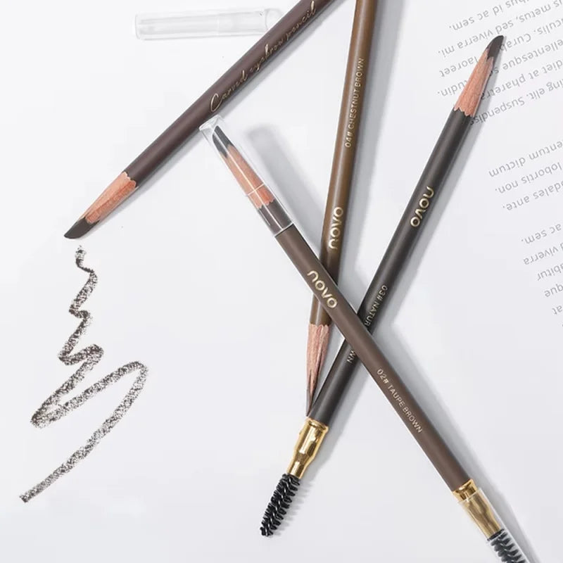 Wild Line Eyebrow Pencil High Quality Pull Eyebrow Pencil Waterproof Hard Core Flat Head Pencil White Black Leather Makeup Pen Qme