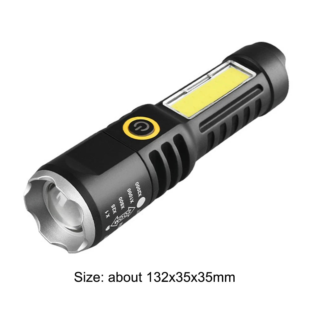 Waterproof Emergency Torch Telescopic Zoom XPE COB LED Torch Light Lamp Type-C USB Charging Torch Flashlight 4 Modes for Fishing Qme