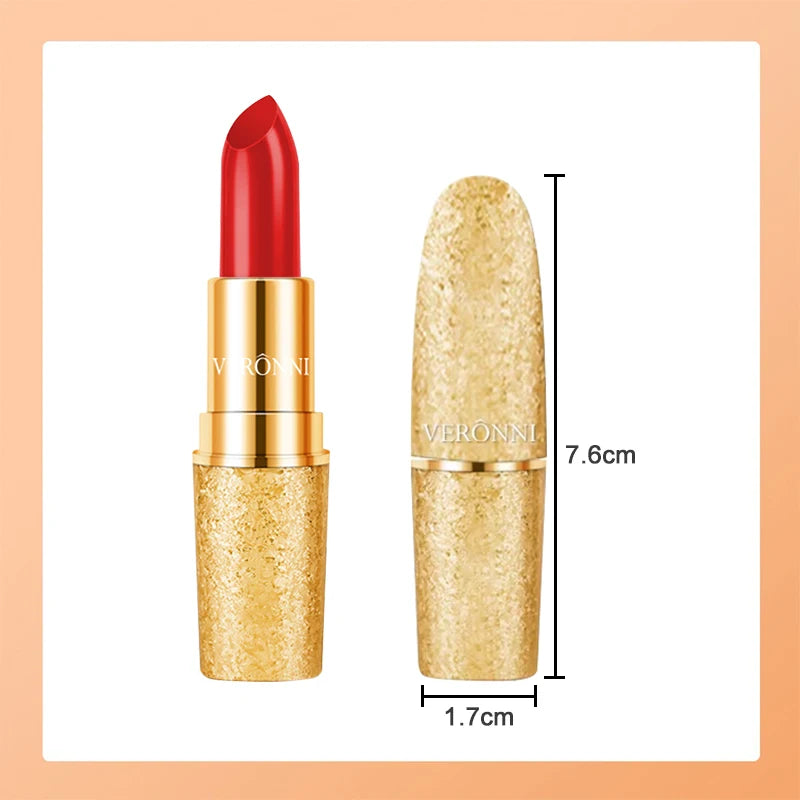 17 Colors Gold Tube Lipstick Moisturizing Velvet Matte Bullet Qme