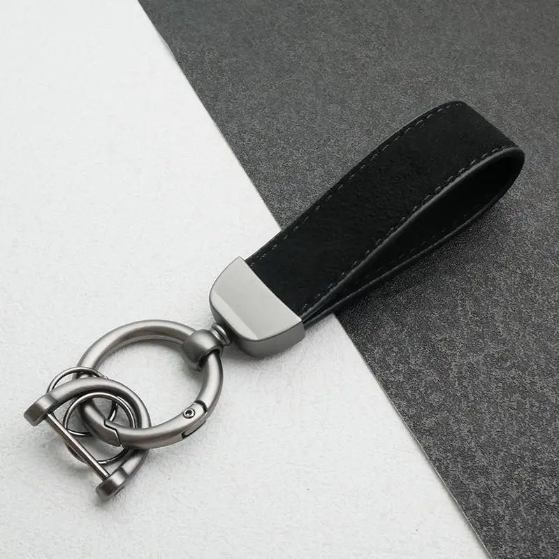 Leather Car Keychain, High-End Car Metal Key, Suede Pendant, Leather Ornament Metal Car Keychain Ring Accessories Qme A4