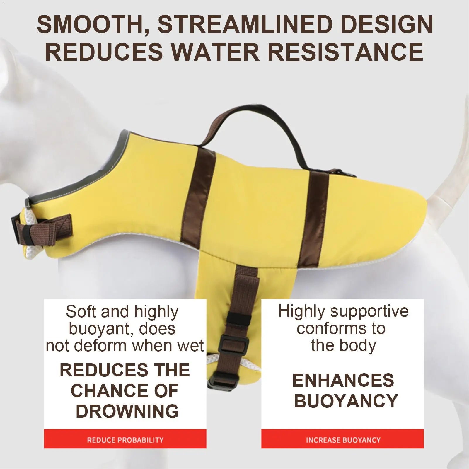 Dog Life Vest Reflective Float Buoyancy Handle Swimming Accessories Qme