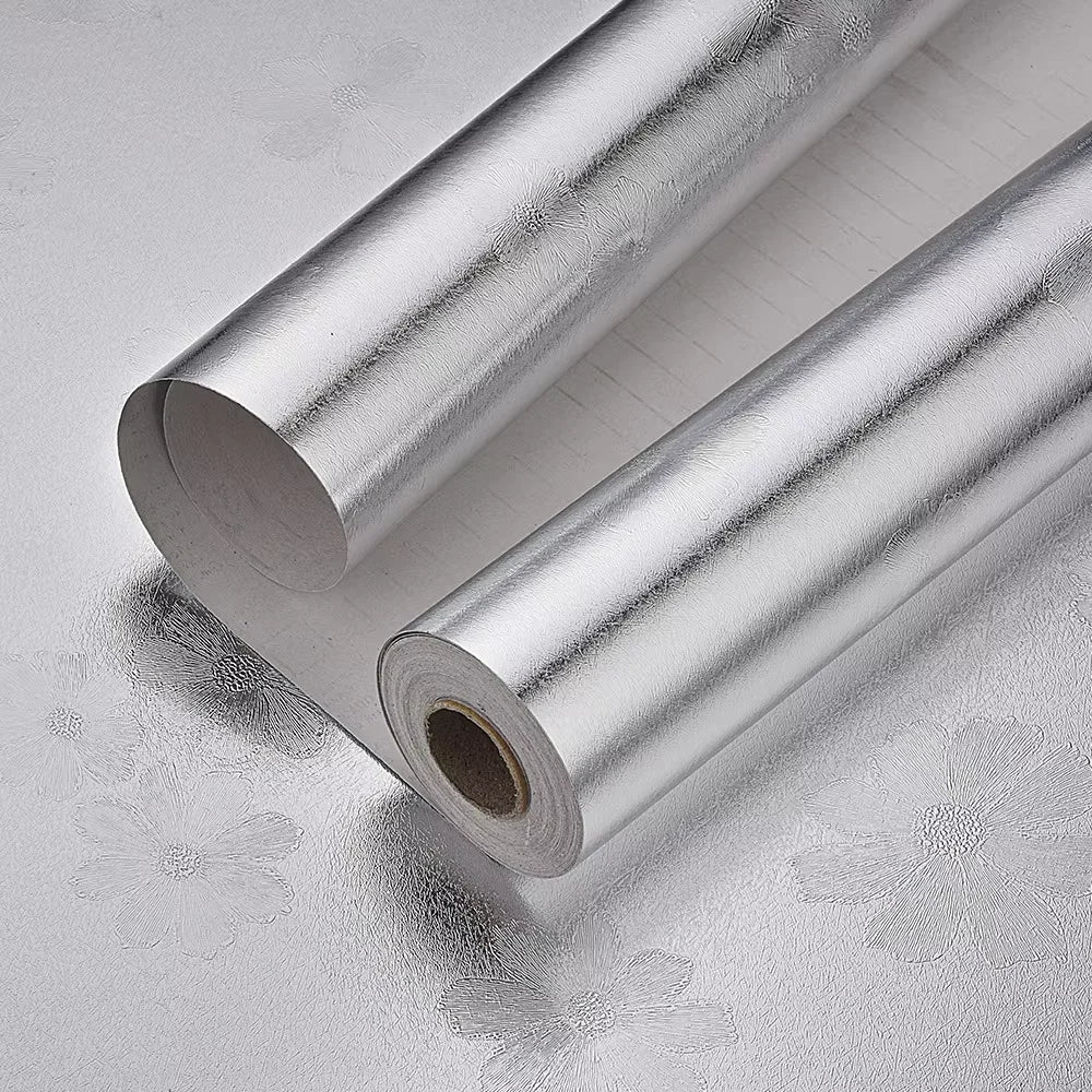 Silver Self Adhesive Temperature Resistance Wallpaper Waterproof Oil Qme 3 40cmX3m