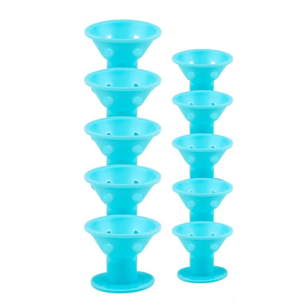 Heatless Hair Curlers No Heat Rollers Soft Silicone Curls Sleeping Qme 10pcs Blue