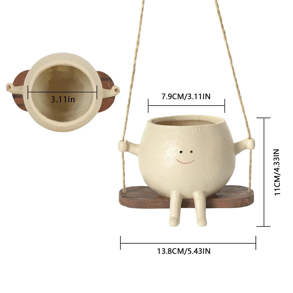 Plant Succulent Pots Resin Face Head Planter Creative Wall Hanging Head Planter Multifunctional Home Garden Patio Accessories Qme