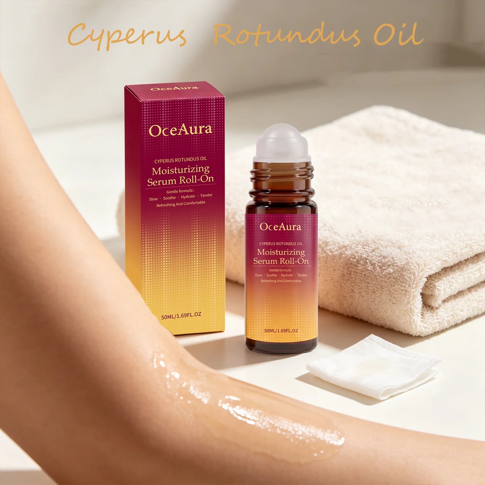 OceAura Cyperus Post Depilatory Serum Roll-On Gentle Soothe Hydration Refreshing Body Skin Relief Cyprus Oil Hair Removal Care Qme