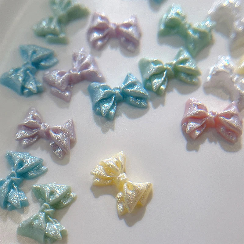 Pearlescent 3D Nail Art Bow Charm Nails Decoration Design Kawaii Qme