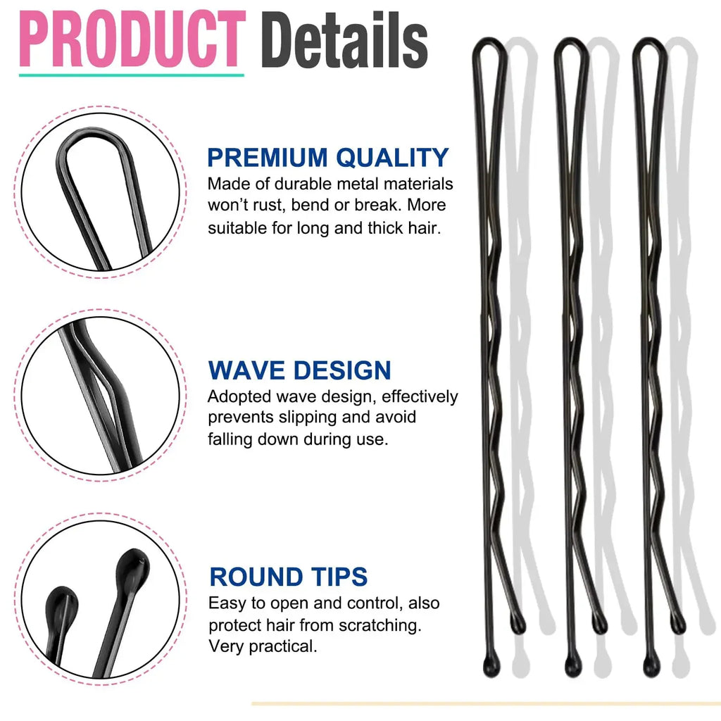 50-600pcs Black Straight Line Hair Clip U-shaped Needle Lady Hairpins Curly Wavy Grips Women Bobby Pins Styling Hair Accessories Qme