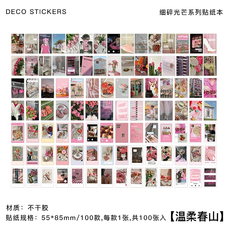 100pcs large size Ins Landscape Stickers Aesthetics Photographic pictures Deco scrapbooking Korea Stationery Supplies Sticker Qme 3