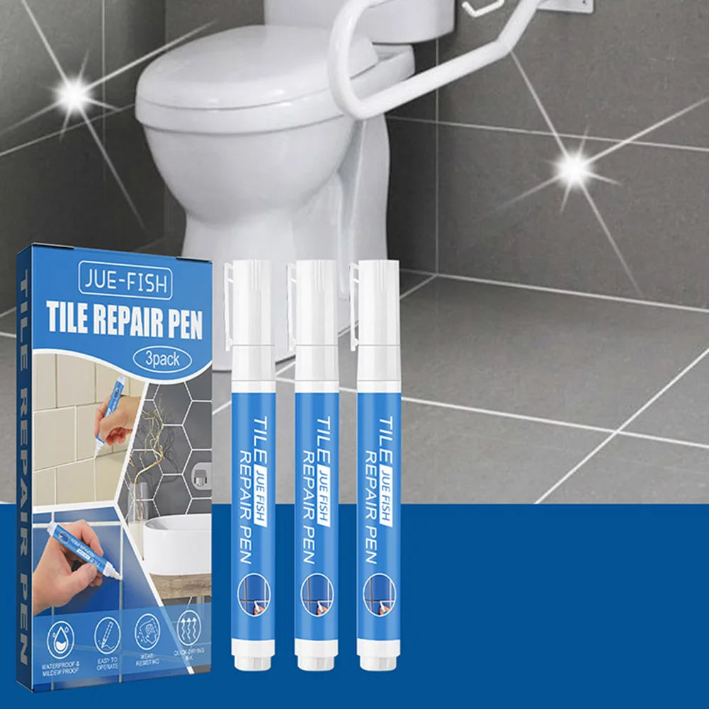 3pcs Grout Pen White Tile Paint Marker Mildew-proof Grout Filler Pen Safety Tile Repair Beauty Pen for Restoring Tile Wall Floor Qme Default Title