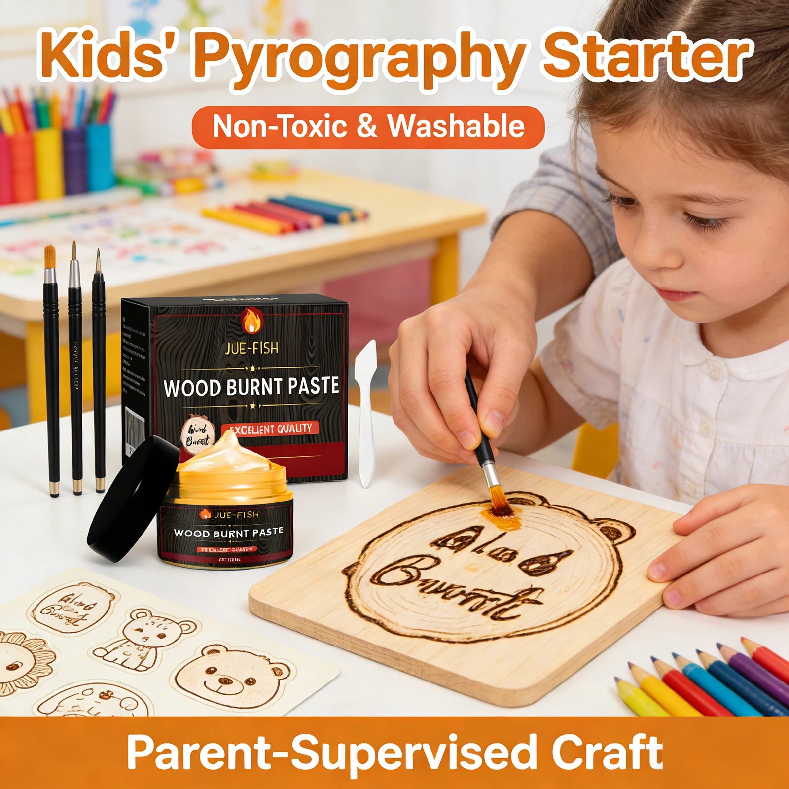 Original Wood Burning Paste Quickly Shaping Patterns Inspiring Artistic Creativity Easy to Use DIY Pyrography Wood Burning Cream Qme